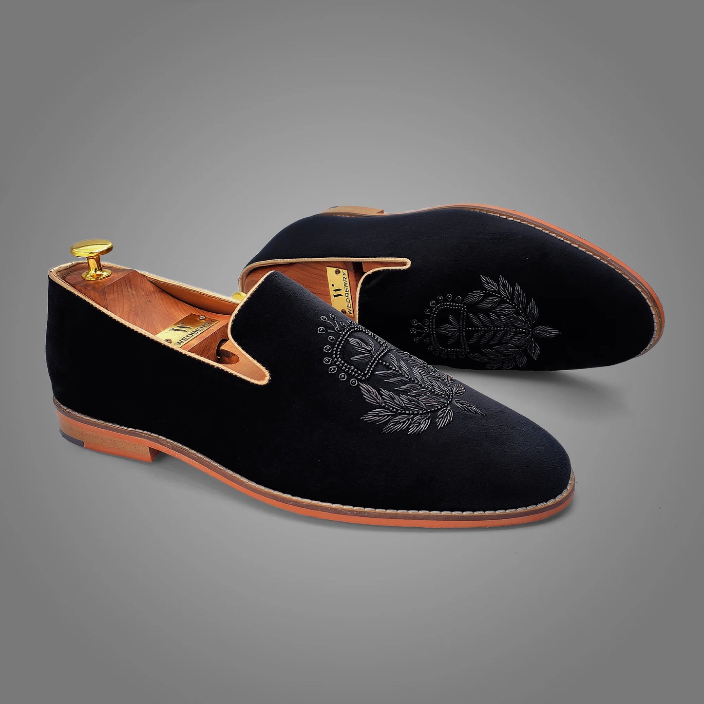 Black Velvet Zardozi Loafers