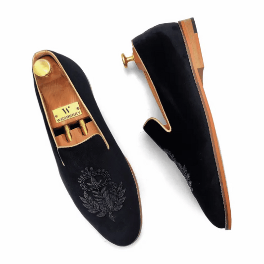 Black Velvet Zardozi Loafers