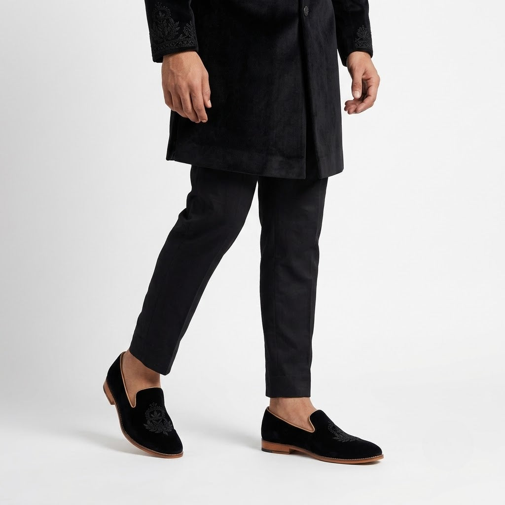 Black Velvet Zardozi Handwork for Men