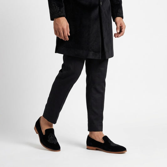 Black Velvet Zardozi Handwork for Men