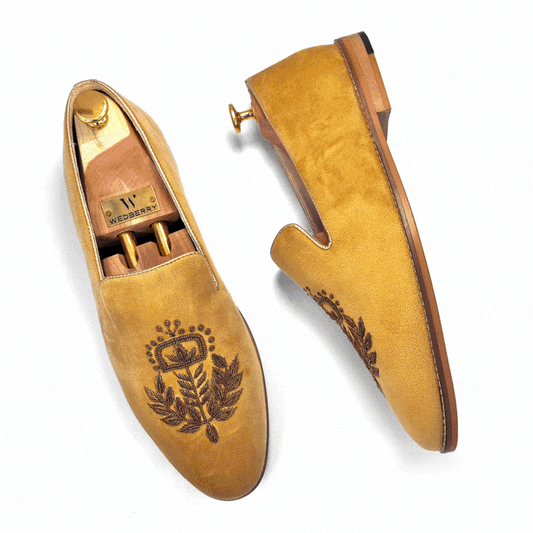 Camel Velvet with Antique Gold Zardozi Handwork for Men