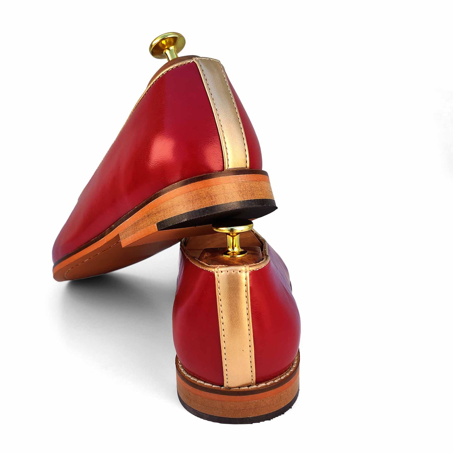 Cherry Gold Zardozi Handwork Slip-on Shoes for Men