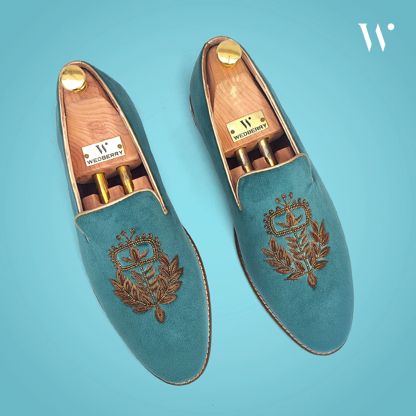 Turquoise Velvet Zardozi Loafer