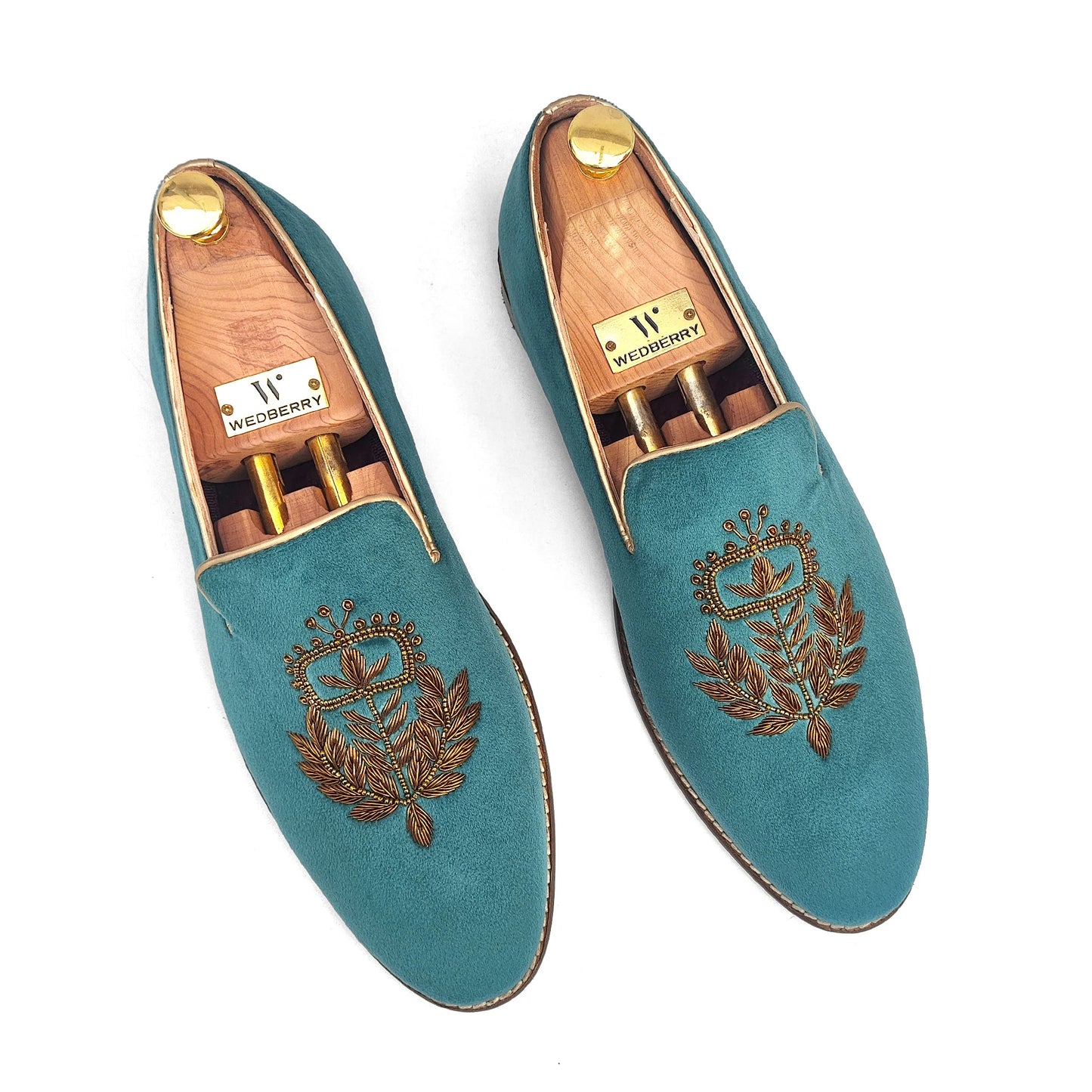 Turquoise Velvet Zardozi Loafer