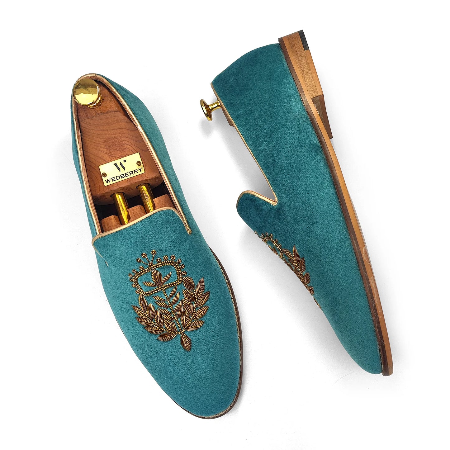 Turquoise Velvet Zardozi Loafer