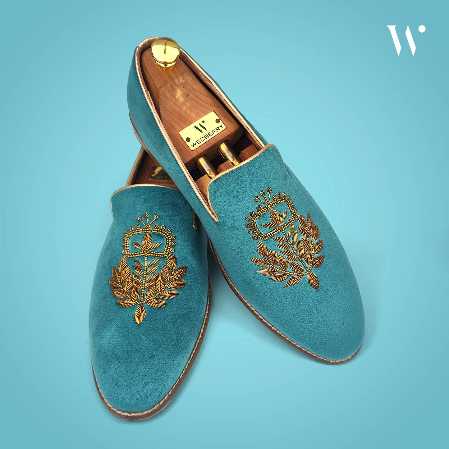 Turquoise Velvet Zardozi Loafer