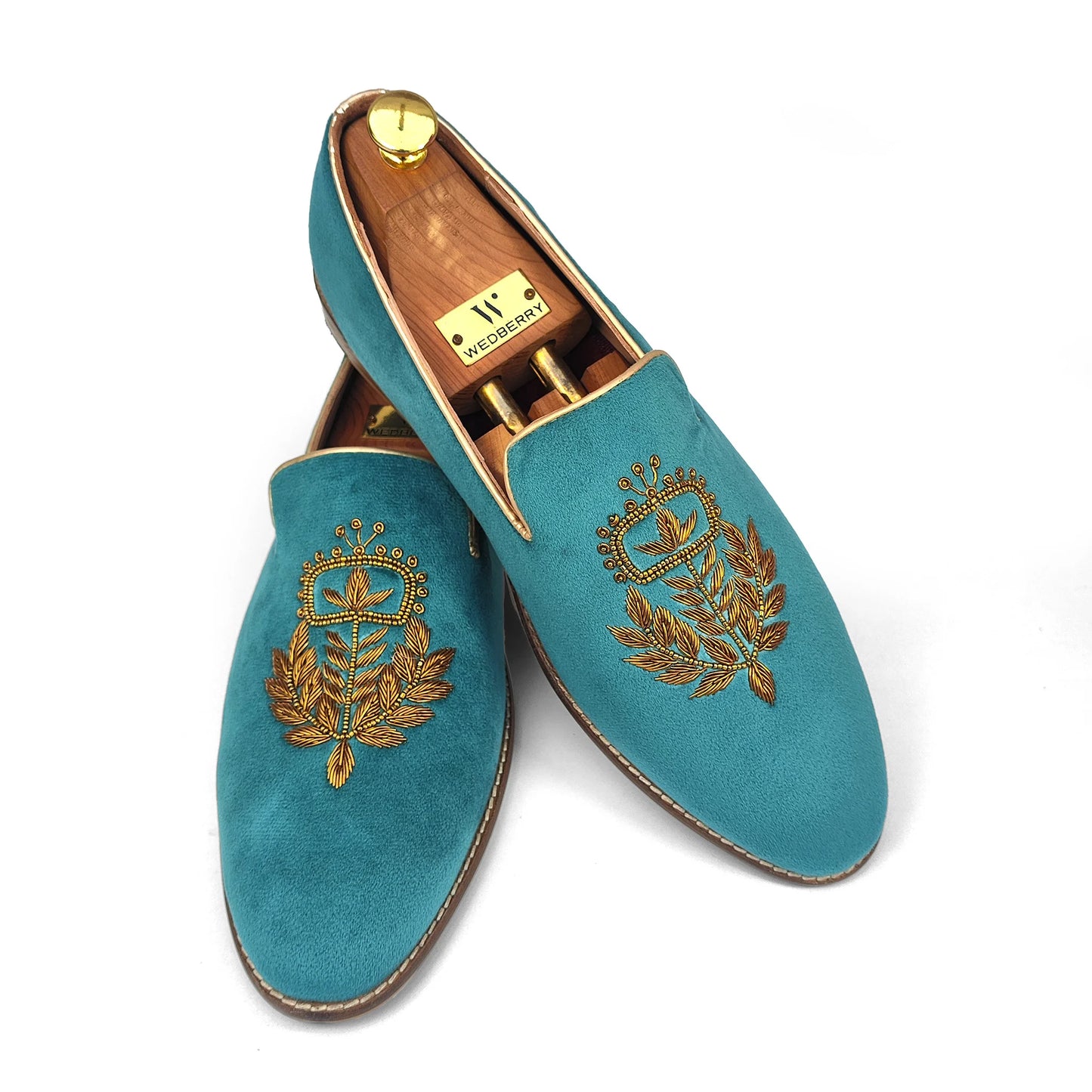 Turquoise Velvet Zardozi Loafer