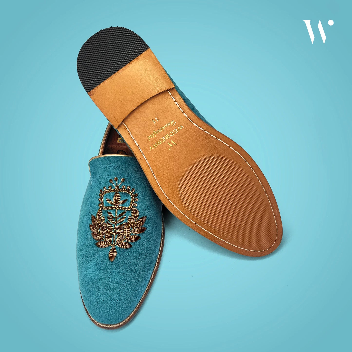 Turquoise Velvet Zardozi Loafer