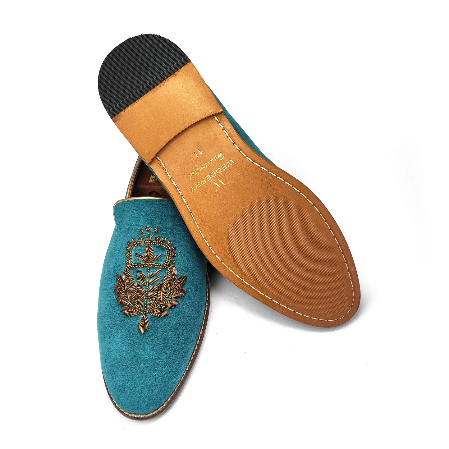 Turquoise Velvet Zardozi Loafer