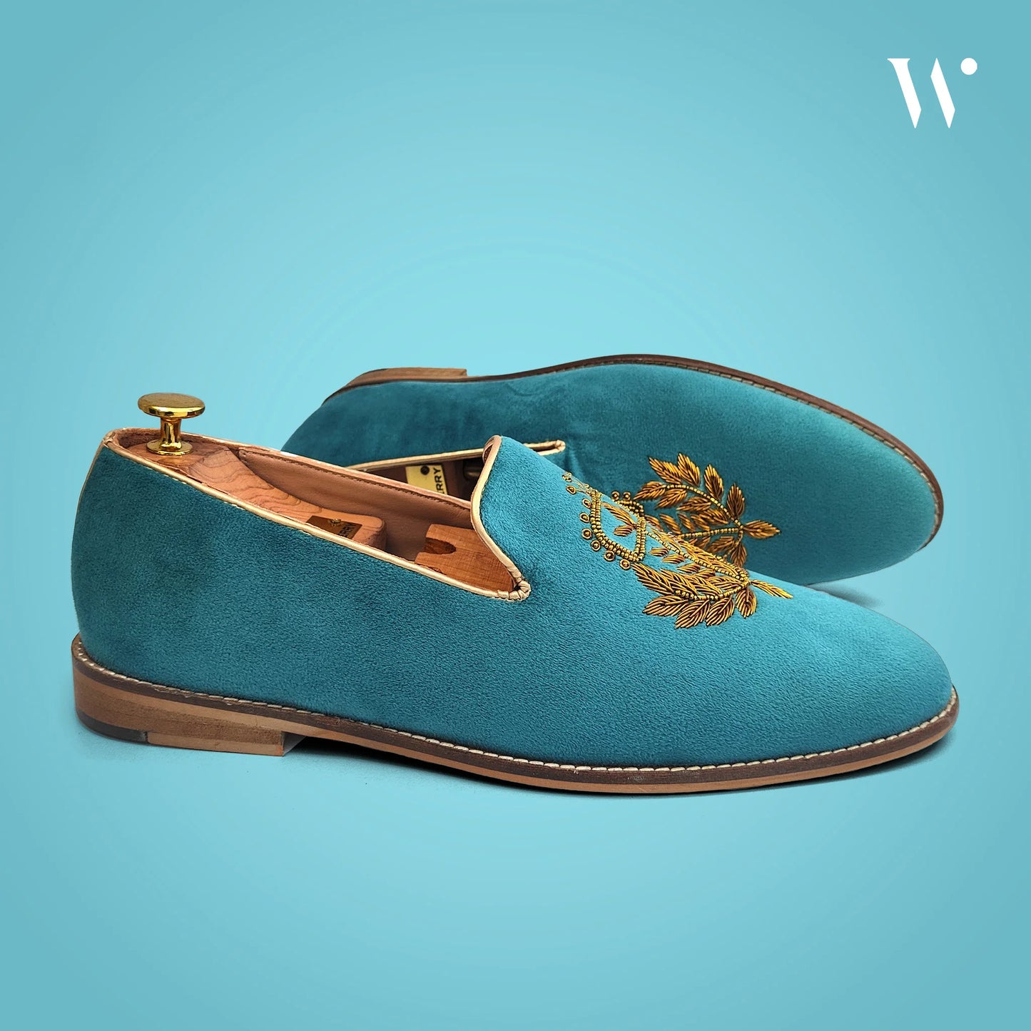 Turquoise Velvet Zardozi Loafer