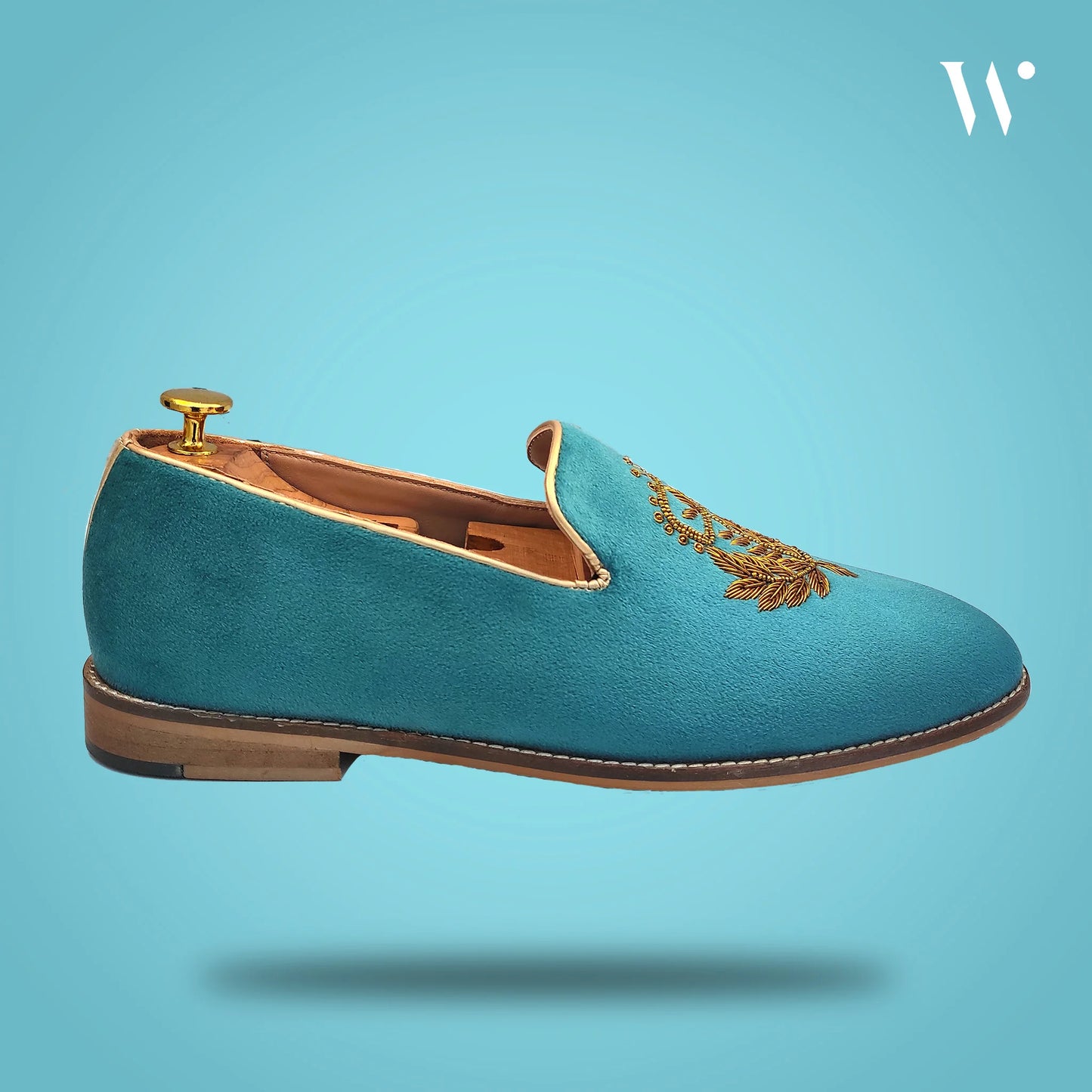 Turquoise Velvet Zardozi Loafer