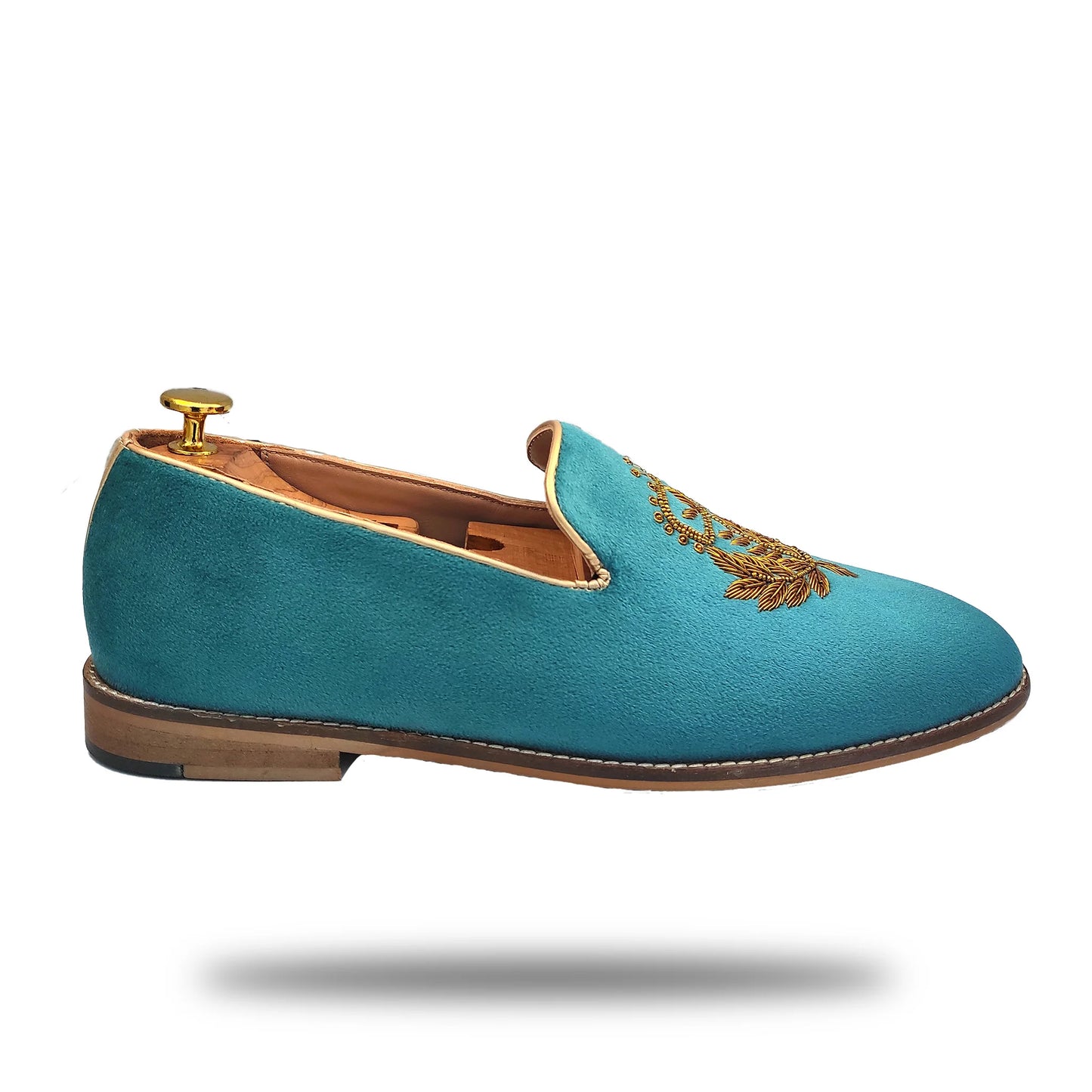 Turquoise Velvet Zardozi Loafer