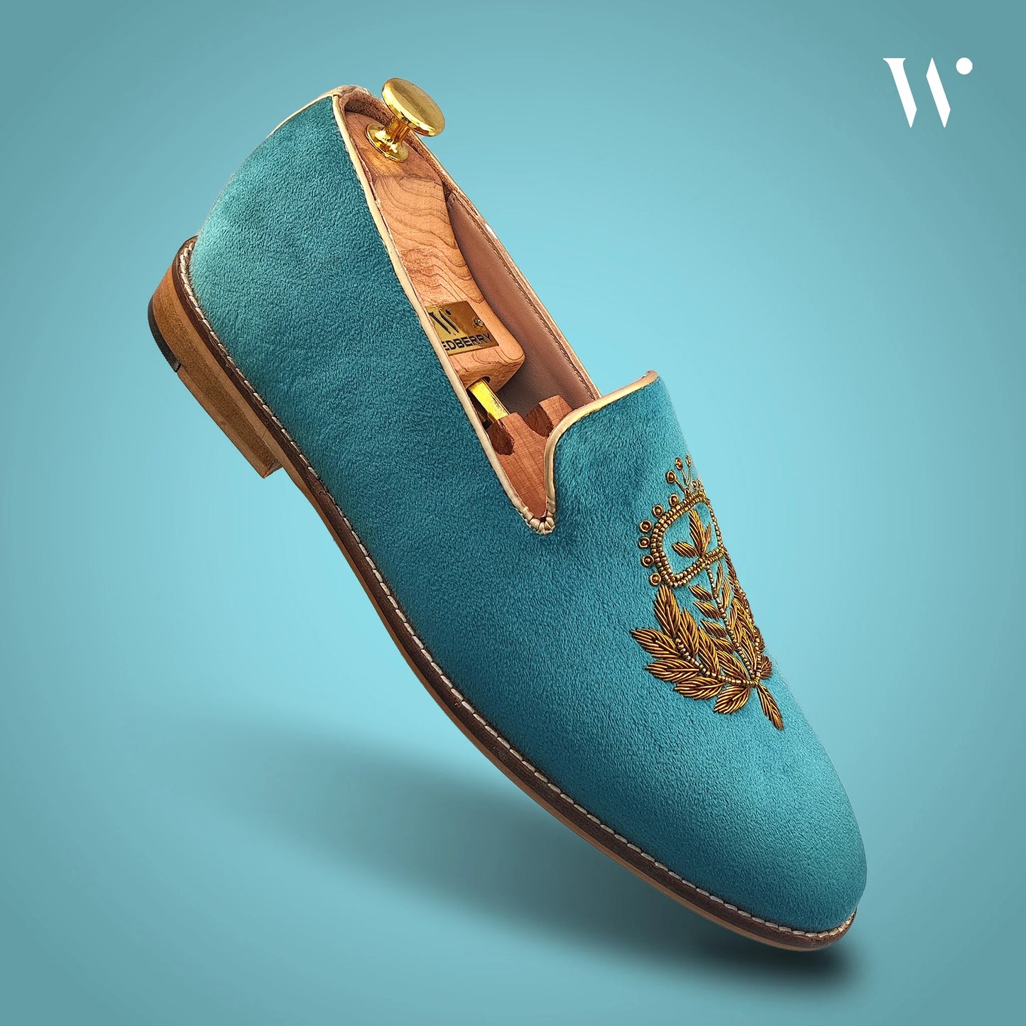 Turquoise Velvet Zardozi Loafer