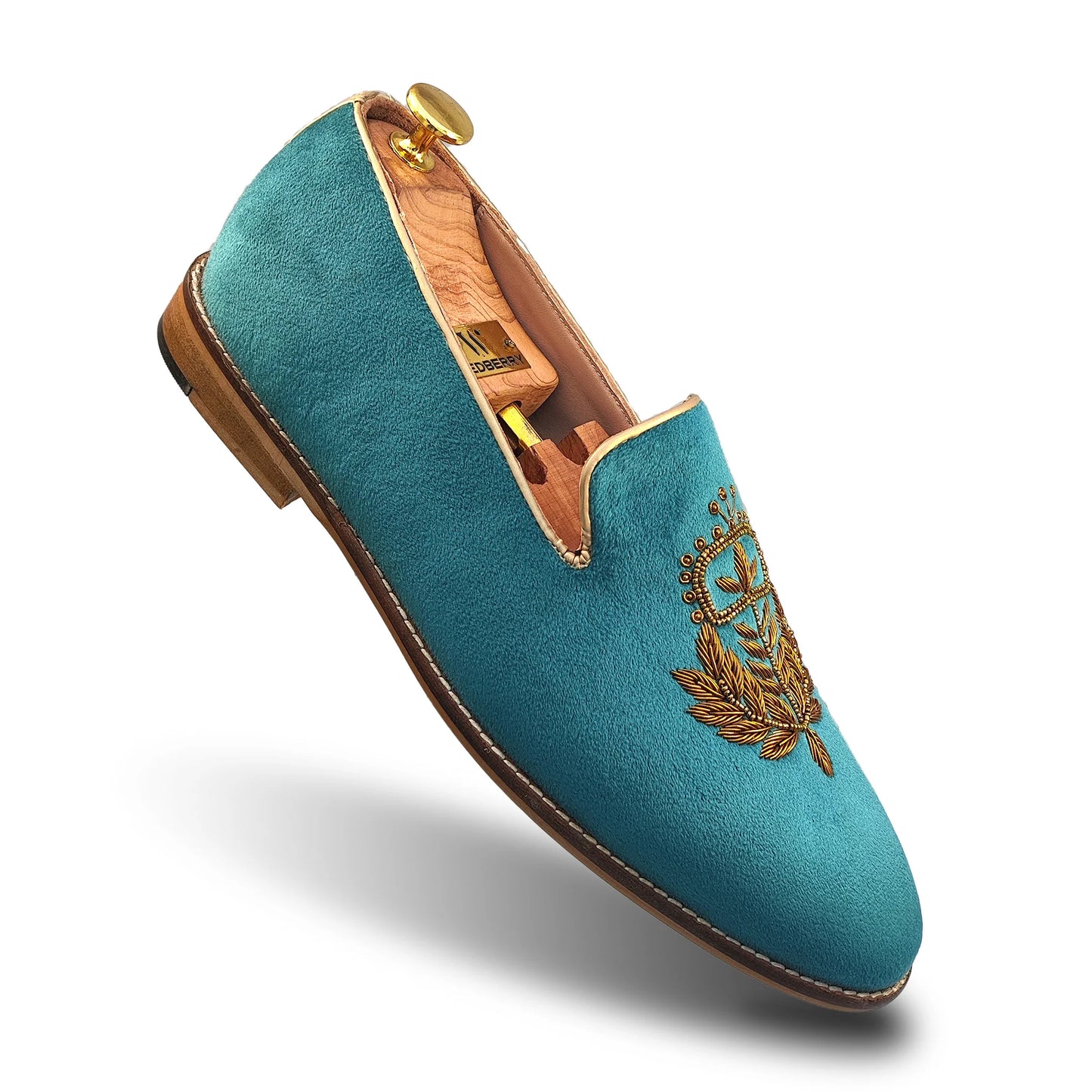 Turquoise Velvet Zardozi Loafer