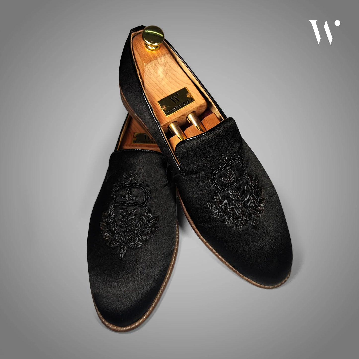 Black Satin Zardozi Loafers