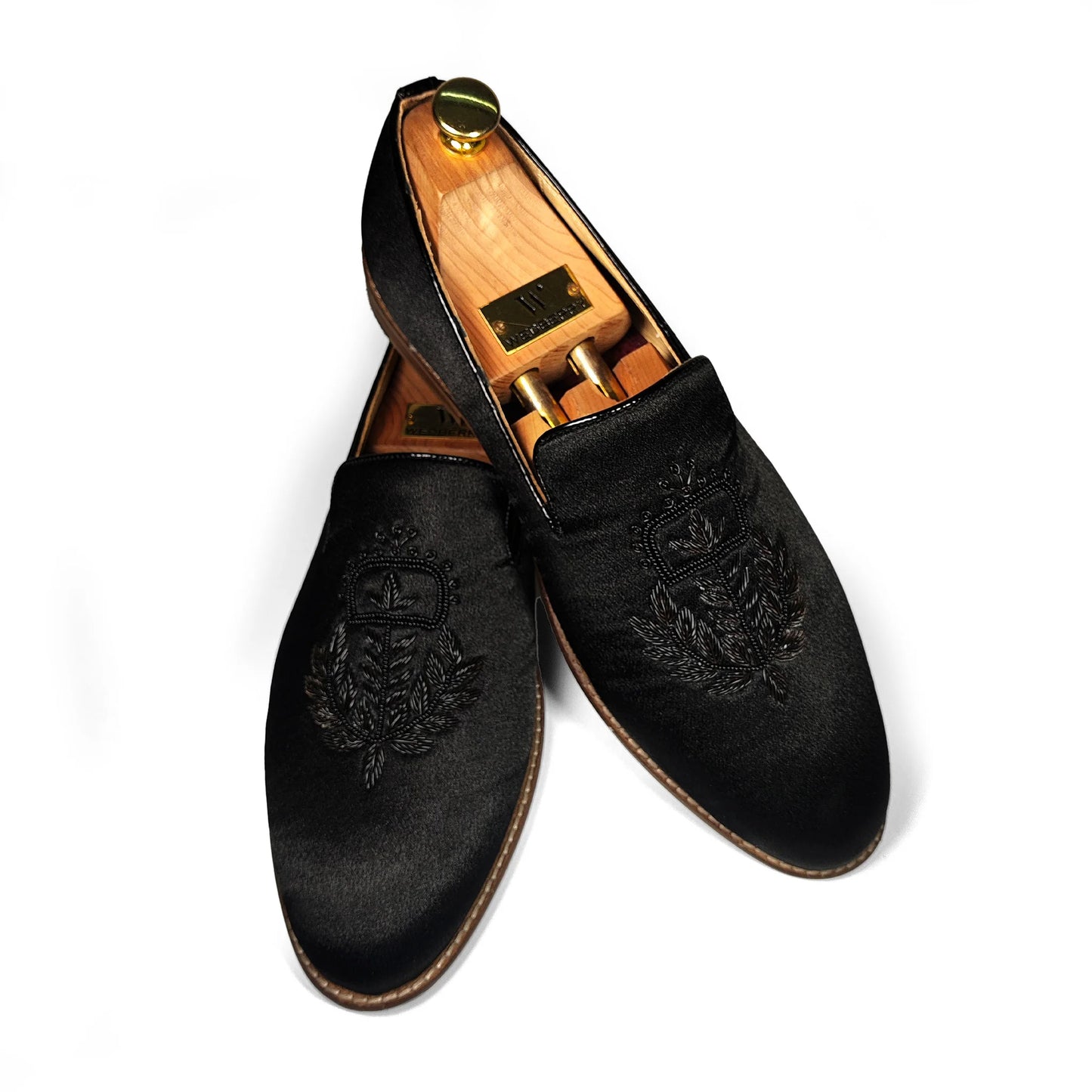 Black Satin Zardozi Loafers