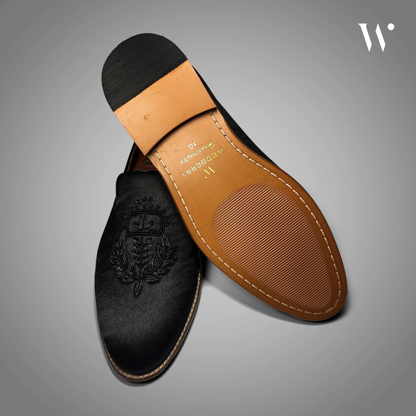 Black Satin Zardozi Loafers