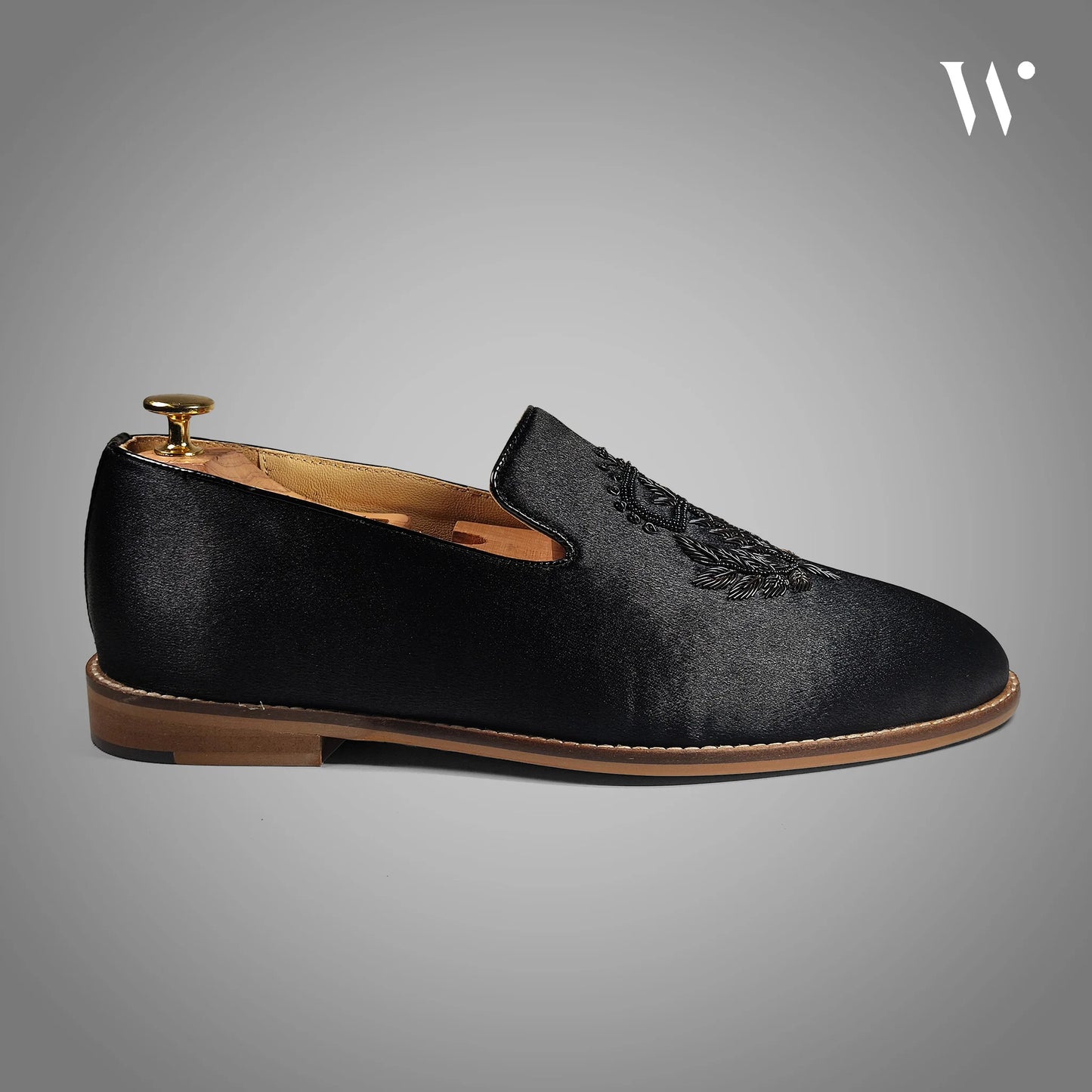 Black Satin Zardozi Loafers