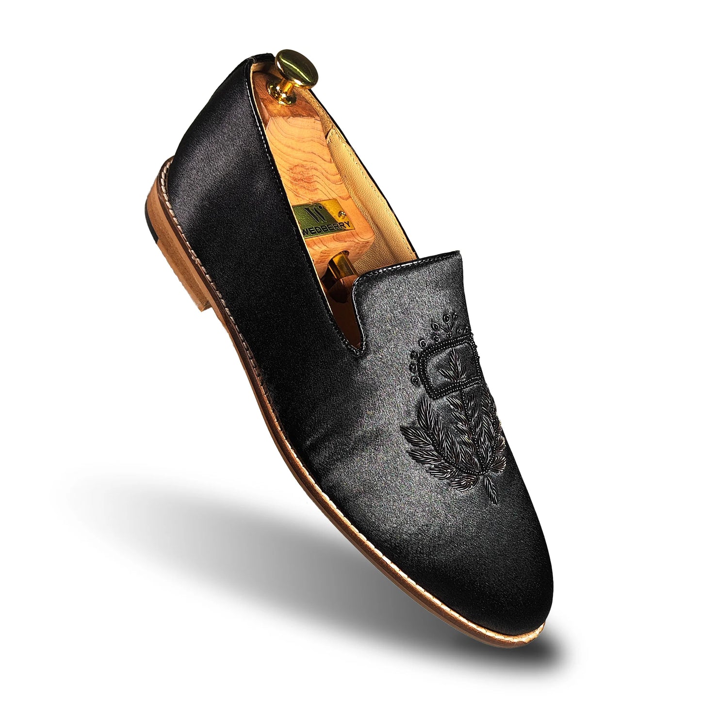 Black Satin Zardozi Loafers