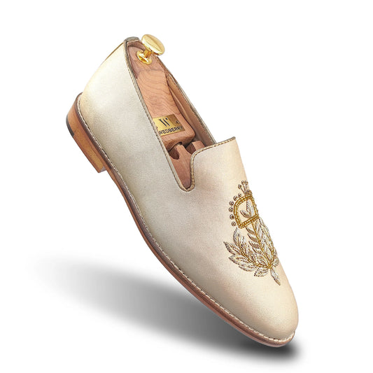 Creme Gold Zardozi Loafers