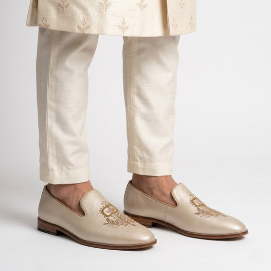 Creme Gold Zardozi Loafers