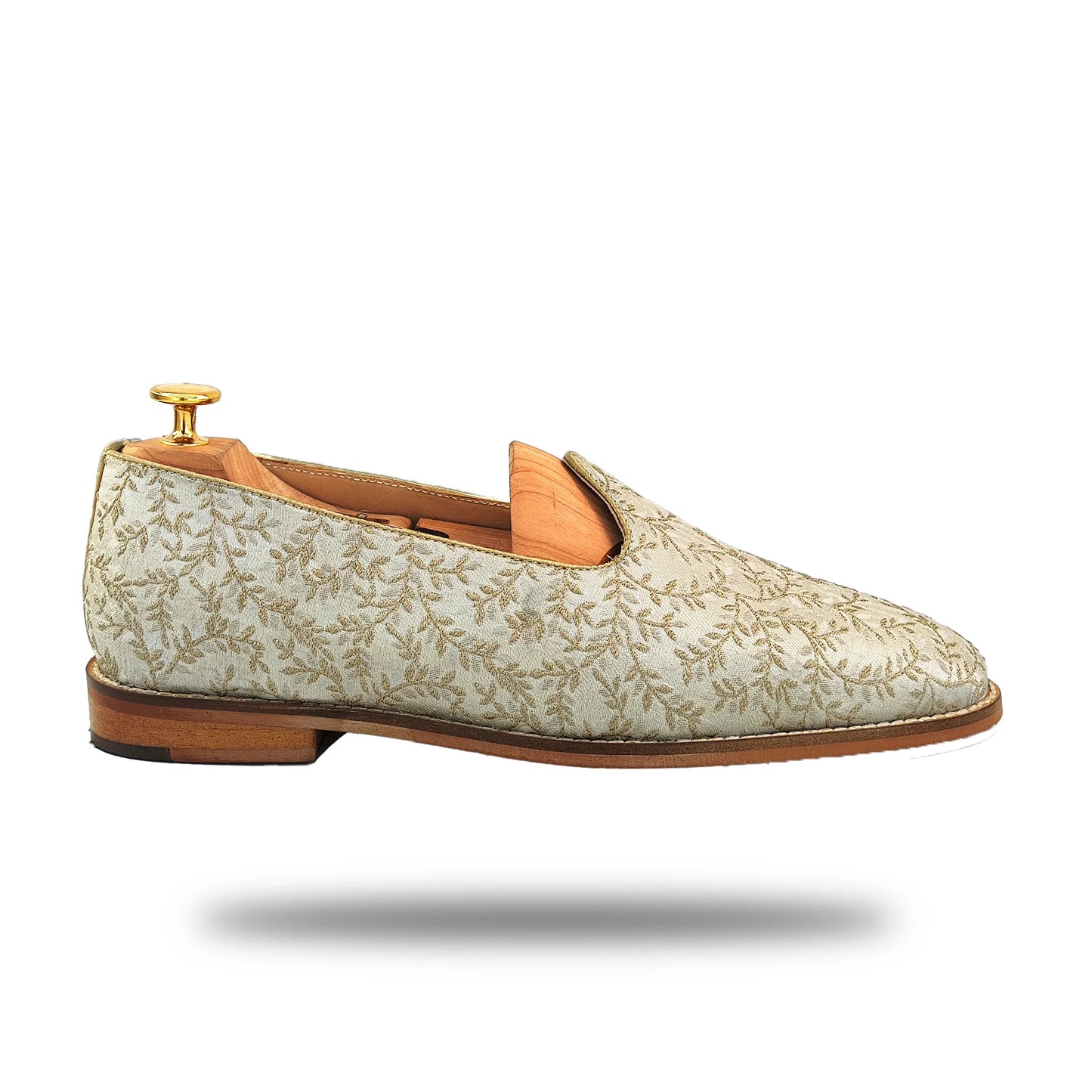 Beige Brocket Wedding Shoes Mojari Ethnic Moajri Nagra for Men