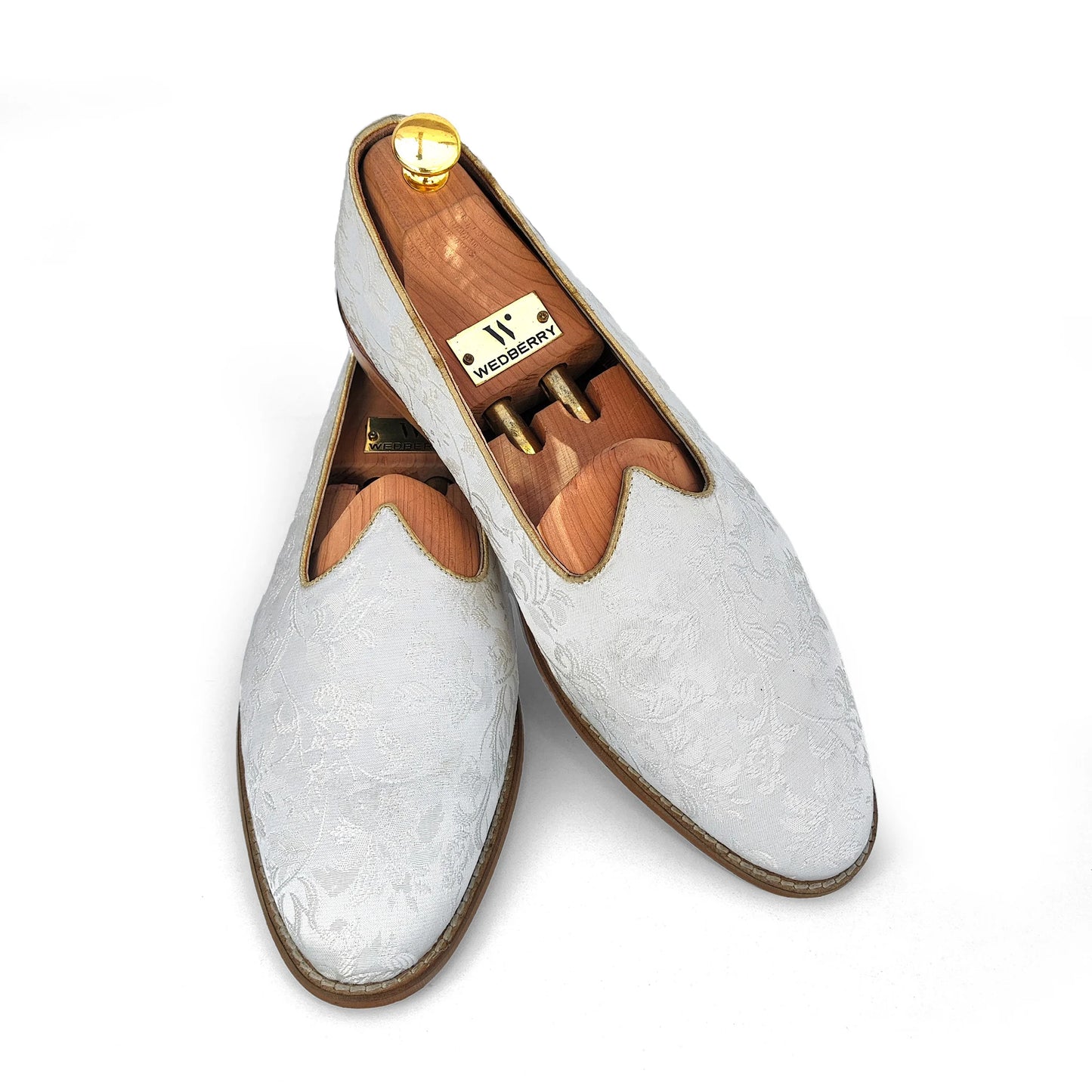 White Brocket Wedding Shoes Ethnic Moajri Nagra Party Loafers for Men