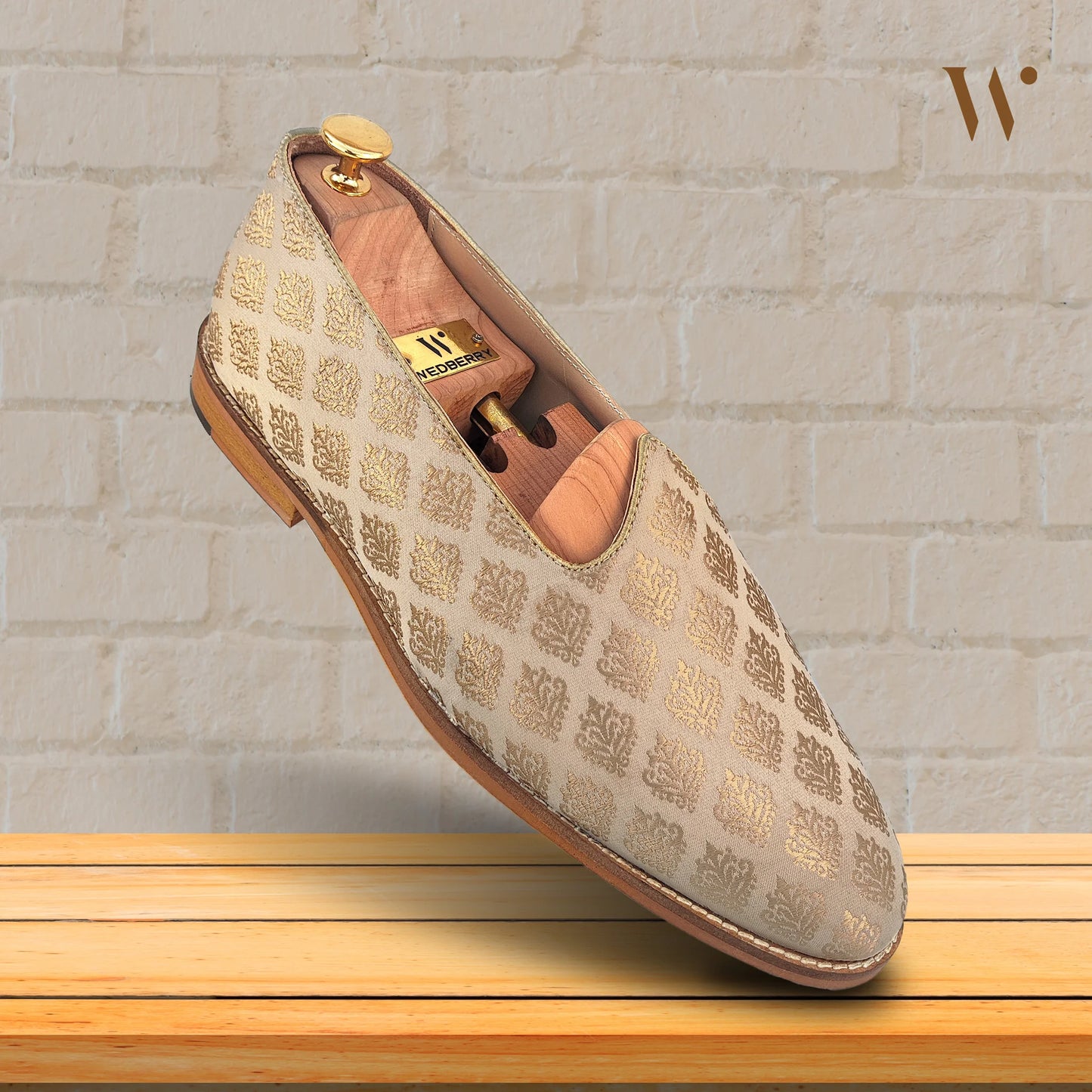 Beige Wedding Shoes Mojari for Men