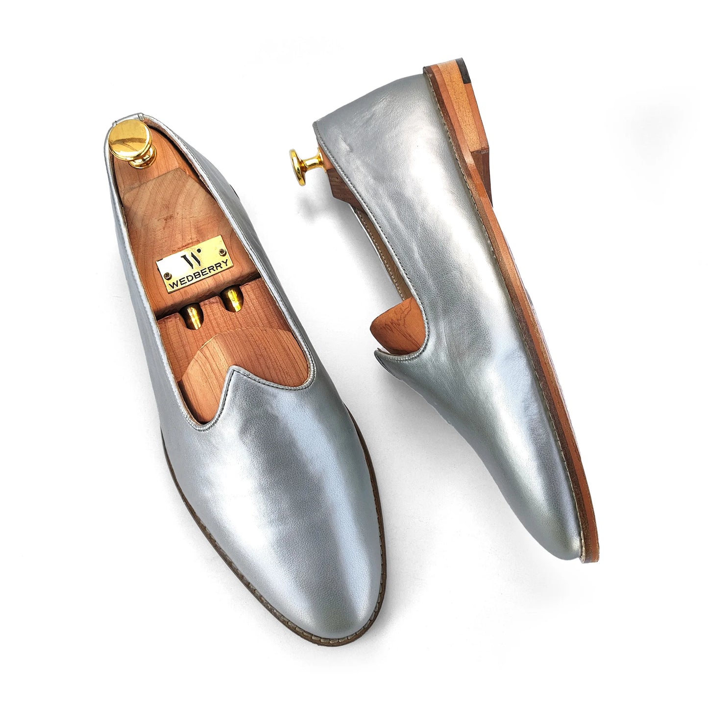 Silver Solid Wedding Shoes Ethnic Moajri Nagra Party Loafers for Men