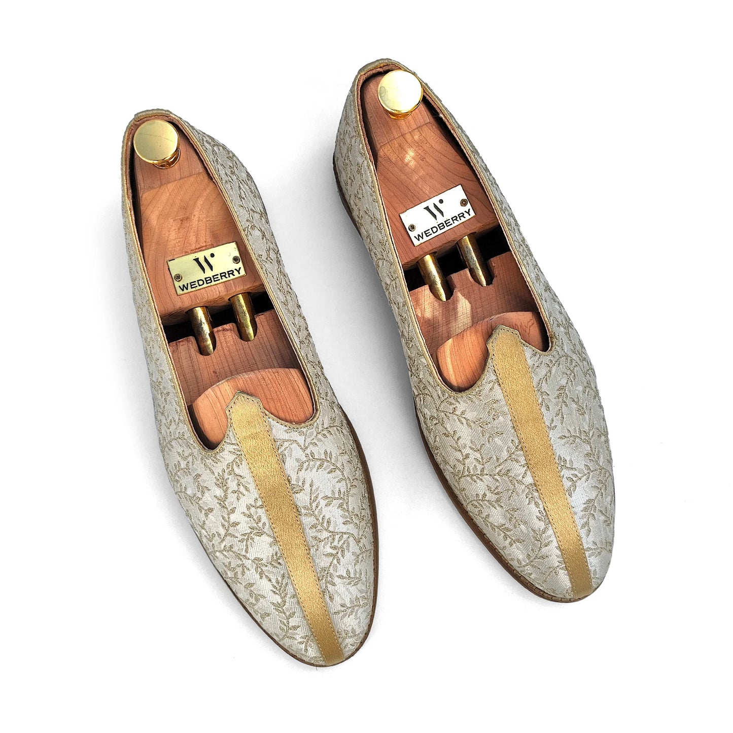 Beige Embroidery Golden Strap Wedding Shoes Mojari Ethnic Moajri Nagra for Men