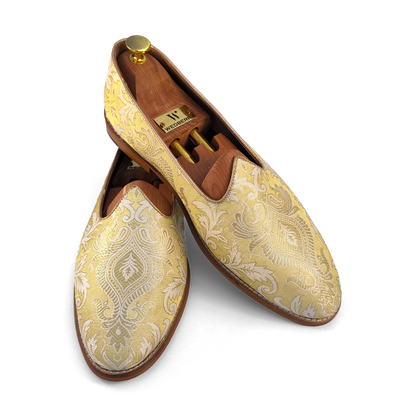 Molten Ice Gold Ethnic Wedding Mojari Shoes for Men