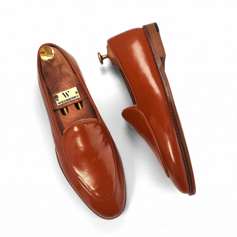 Tan Sleek Wedding Ethnic Party Shoes Loafer for Men
