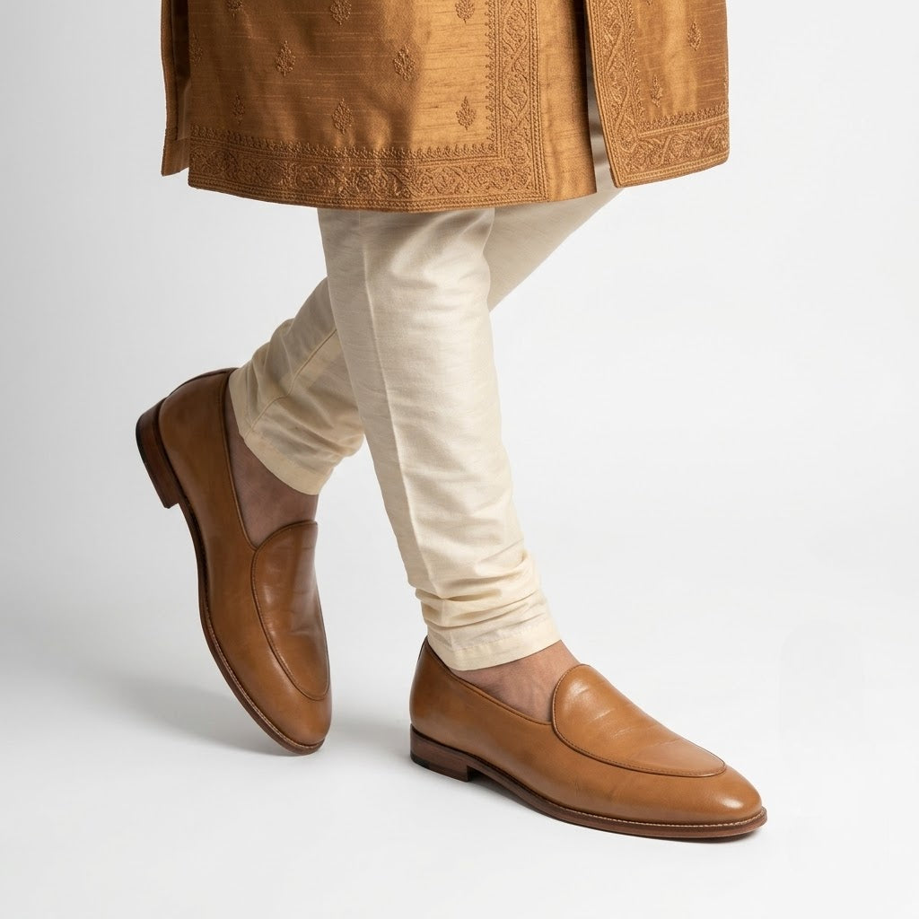 Biege Jave Apron Python Slipon Loafers for Men