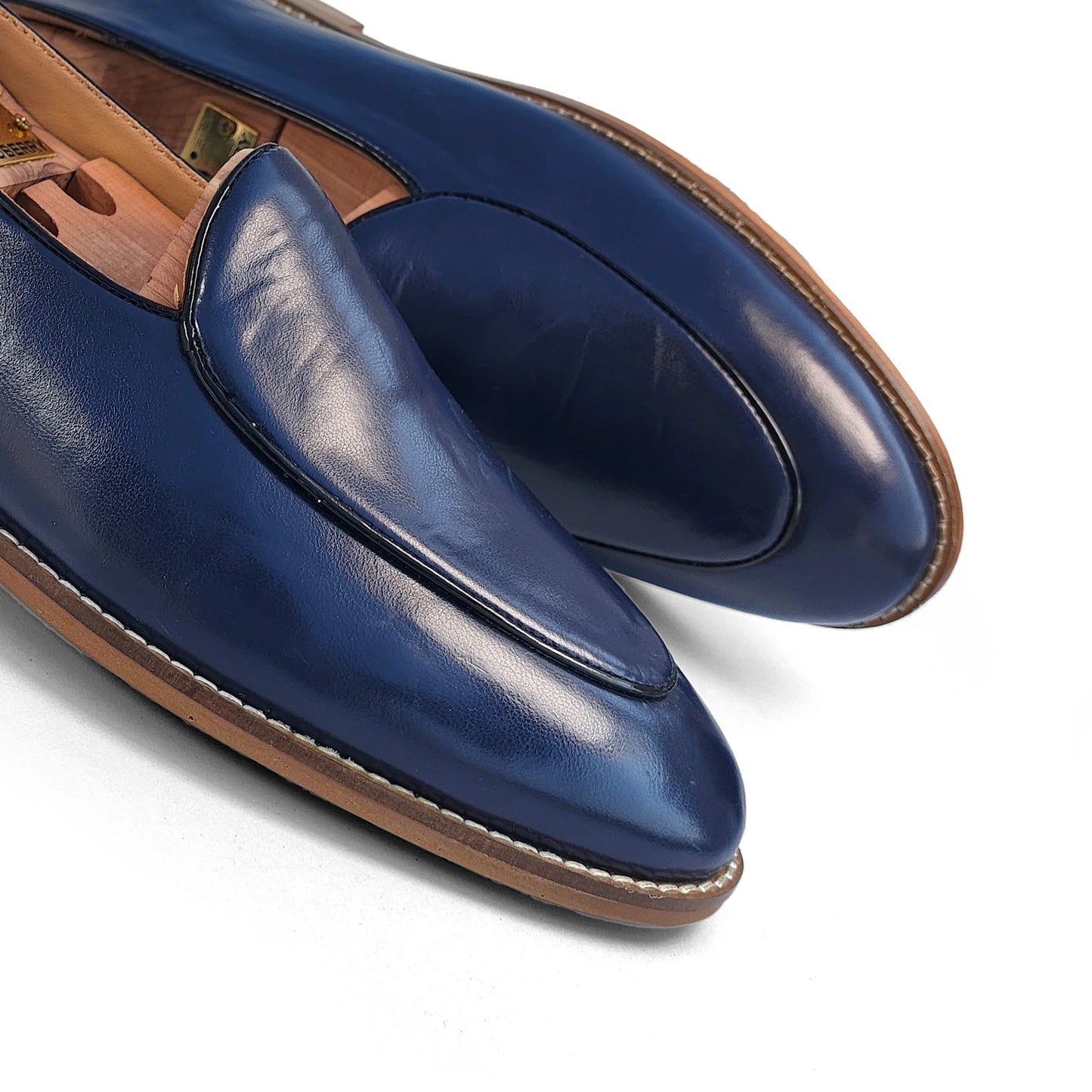 Navy Blue Jave Apron Solid Slipon Loafers for Men