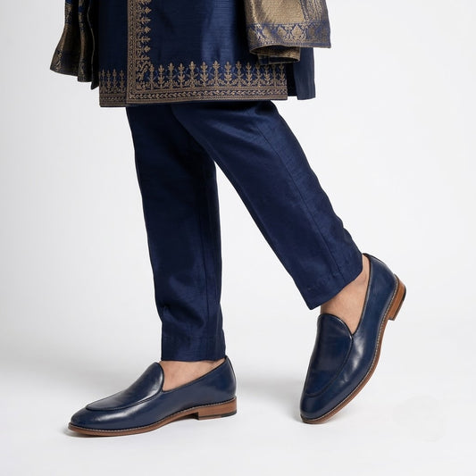 Navy Blue Jave Apron Solid Slipon Loafers for Men