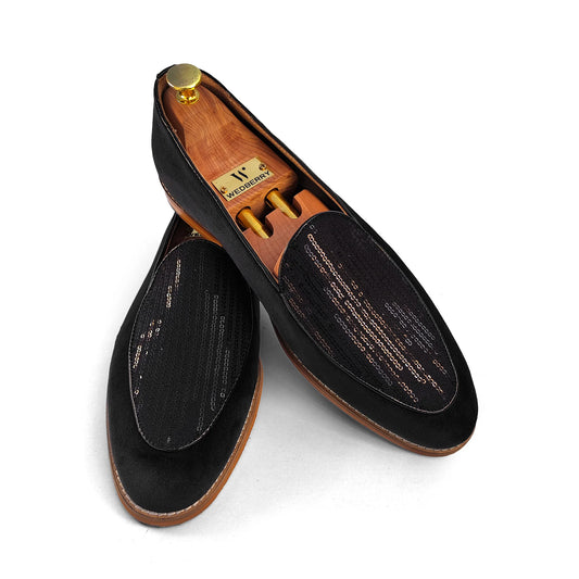 Black Star Jave Apron Embroidery Wedding Ethnic Loafer Slipon for Men