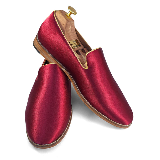 Maroon Premium Satin Wedding Shoes Men