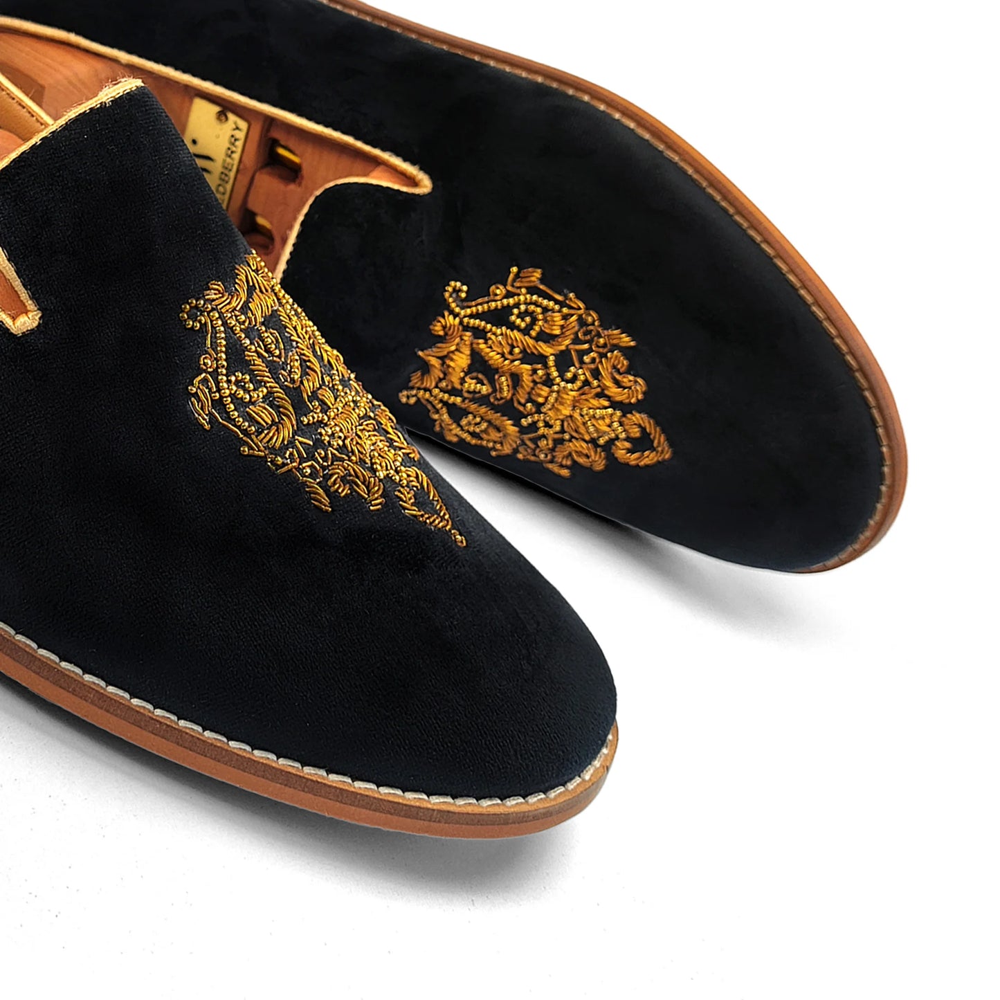Black Velvet with Antique Gold Zardozi Handwork for Men