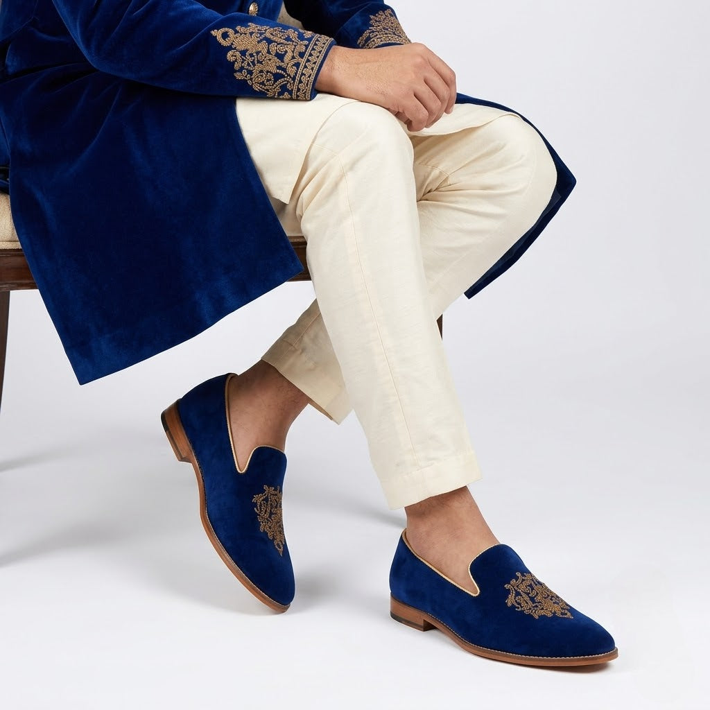 Rajaraj Navy Blue Zardozi