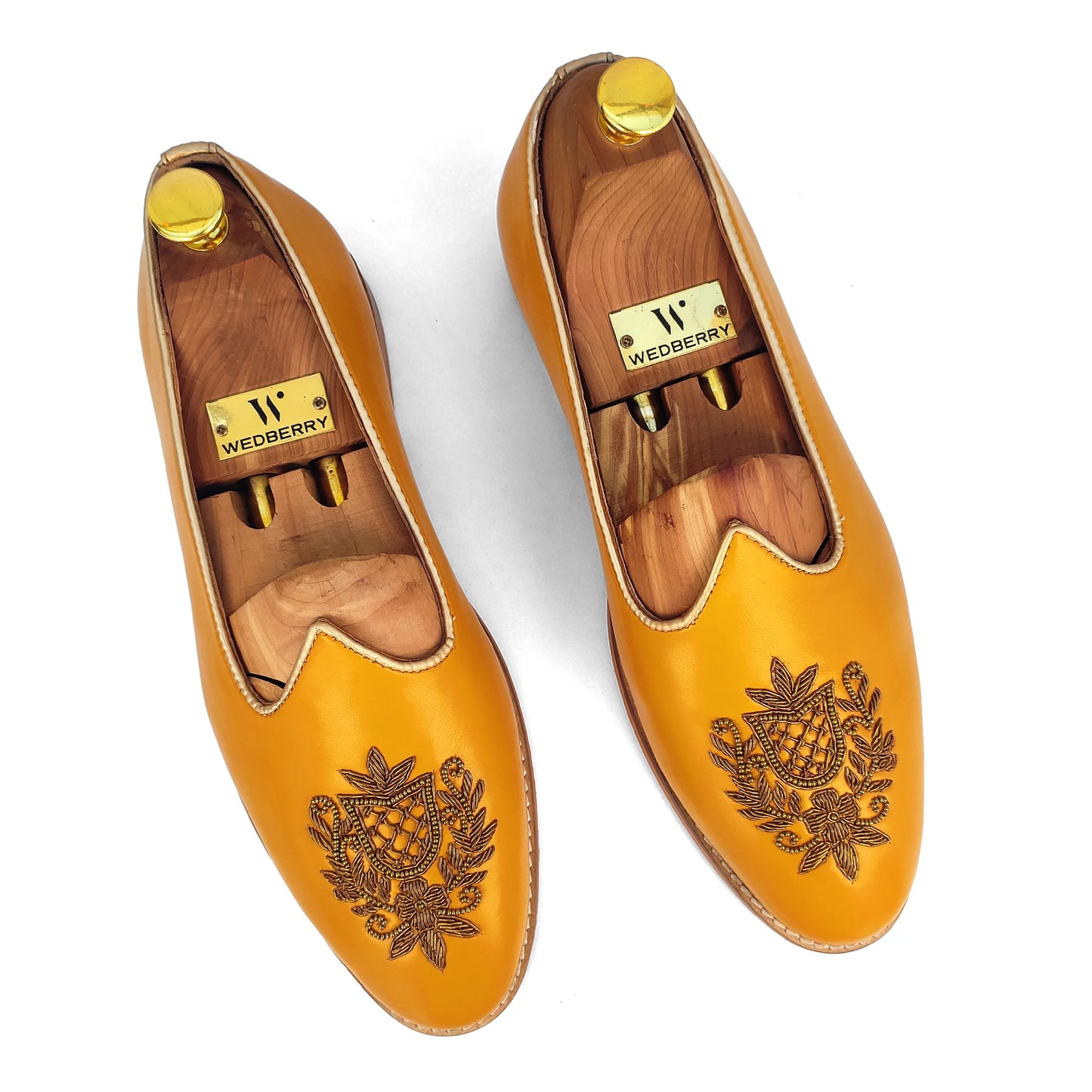 Mustard Zardozi Handwork Wedding Ethnic Shoes Party Loafers for Men