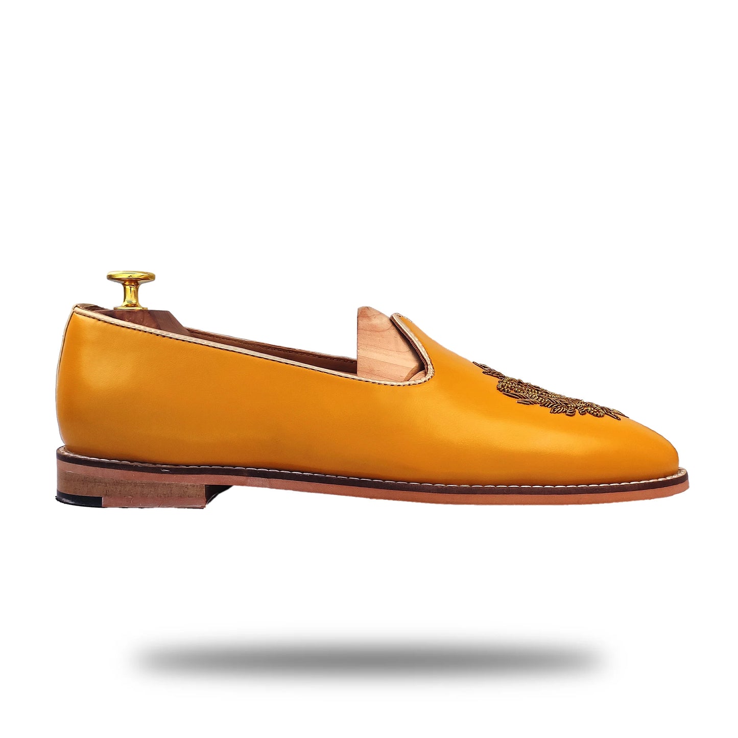 Mustard Zardozi Handwork Wedding Ethnic Shoes Party Loafers for Men