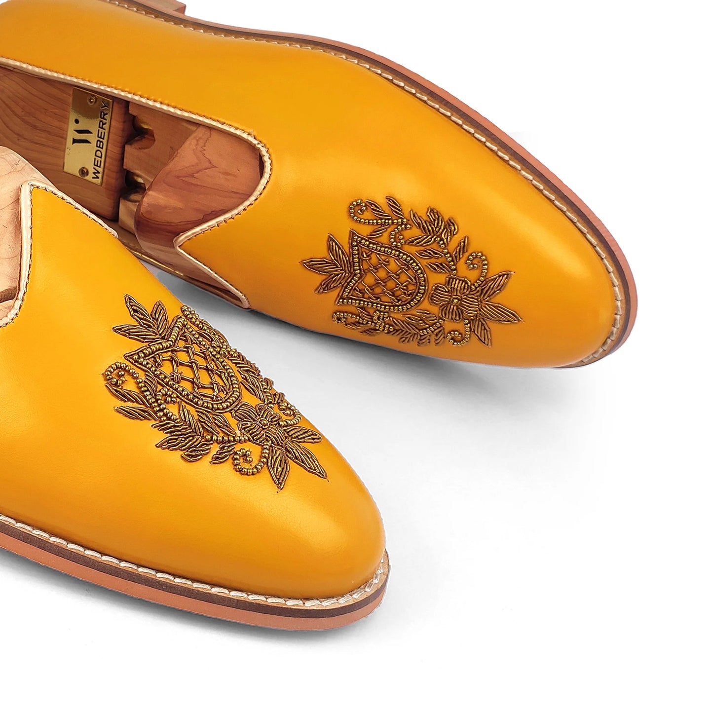 Mustard Zardozi Handwork Wedding Ethnic Shoes Party Loafers for Men