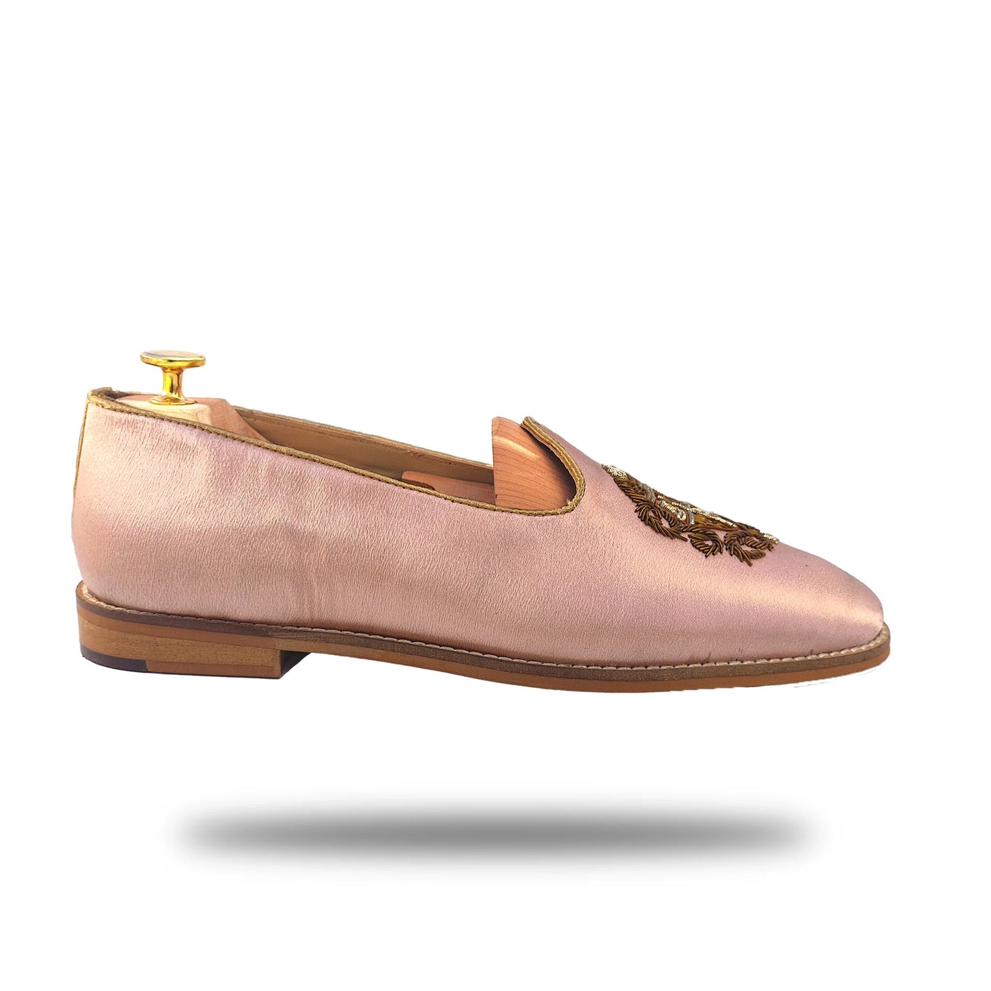 Light Pink Antique Gold Zardozi Handwork Wedding Shoes Ethnic Mojari for Men