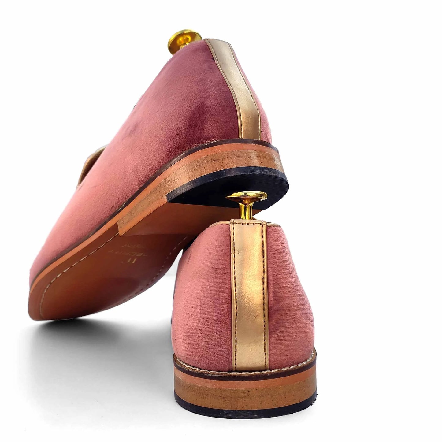 Pink Velvet Antique Gold Zardozi Handwork Wedding Shoes Ethnic Mojari for Men