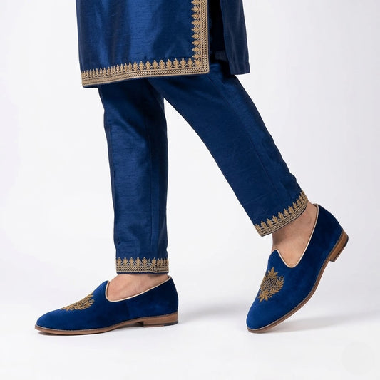 Ashoka Velvet Navy Blue Zardozi