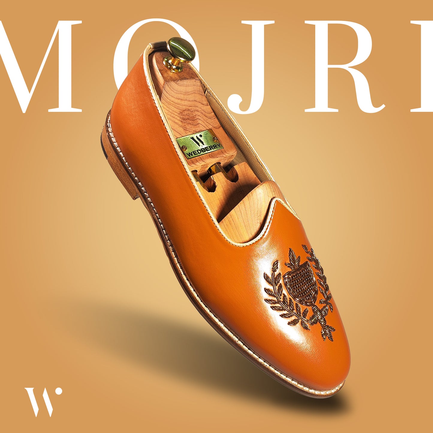 Tan Zardozi Handwork Wedding Shoes Ethnic Mojari for Men