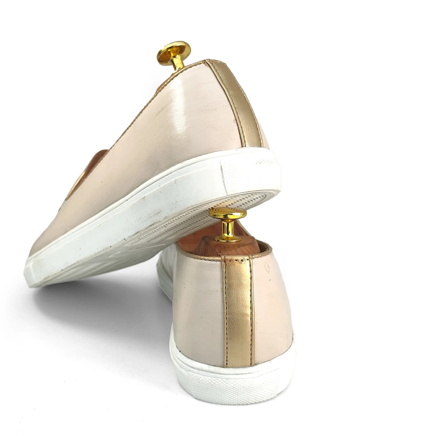 Creme Antique Gold Zardozi Handwork Wedding Shoes Sneaker for Men