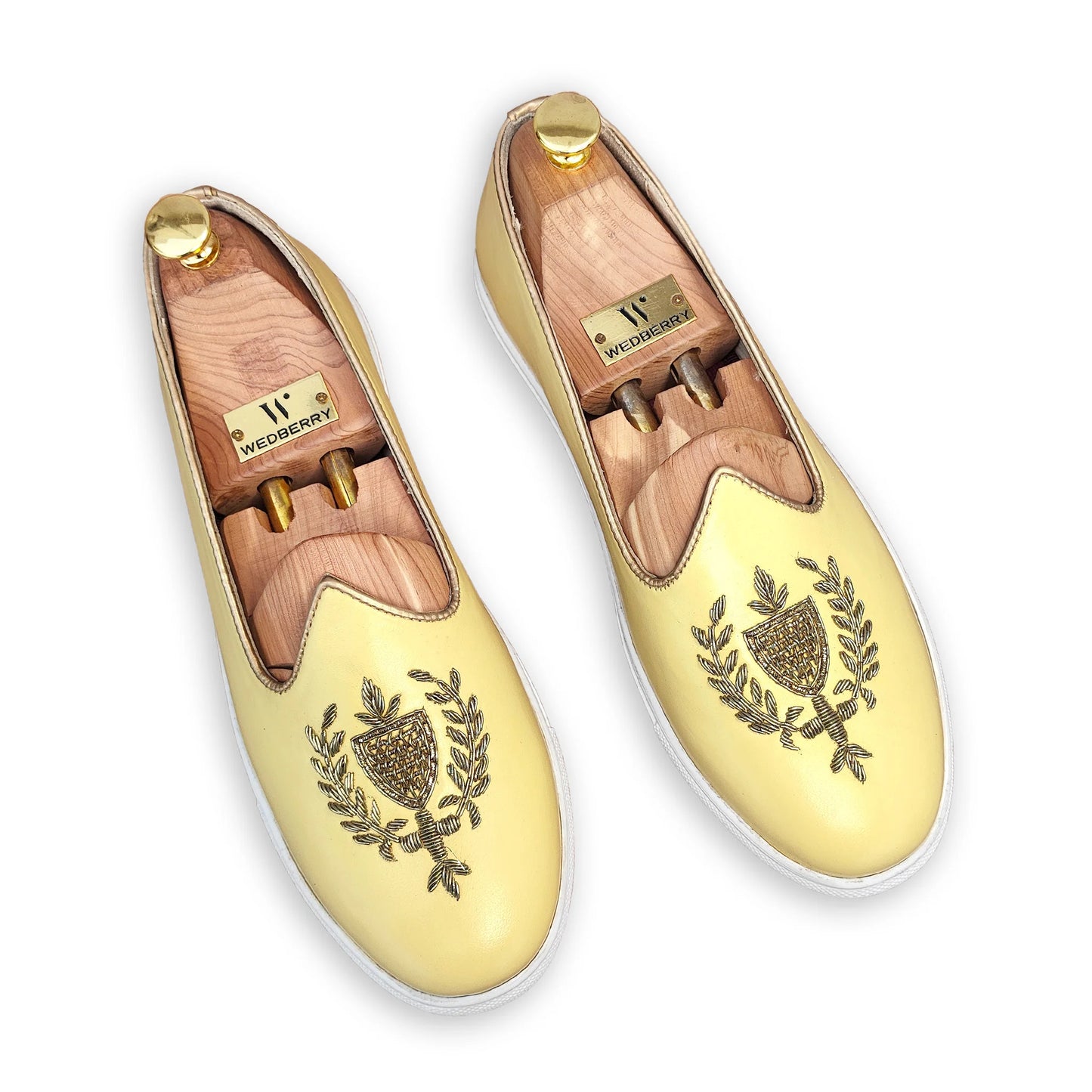 Light Yellow Zardozi Handwork Wedding Sneaker Shoes Ethnic Mojari for Men