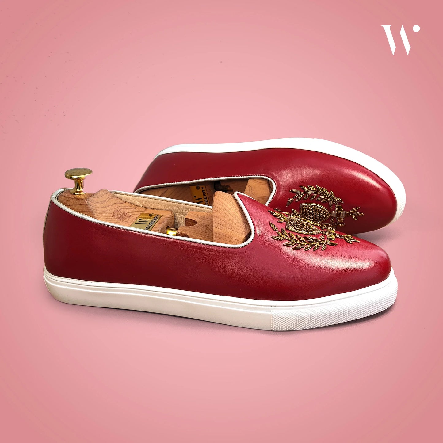 Maroon Zardozi Handwork Wedding Sneaker Shoes Ethnic Mojari for Men