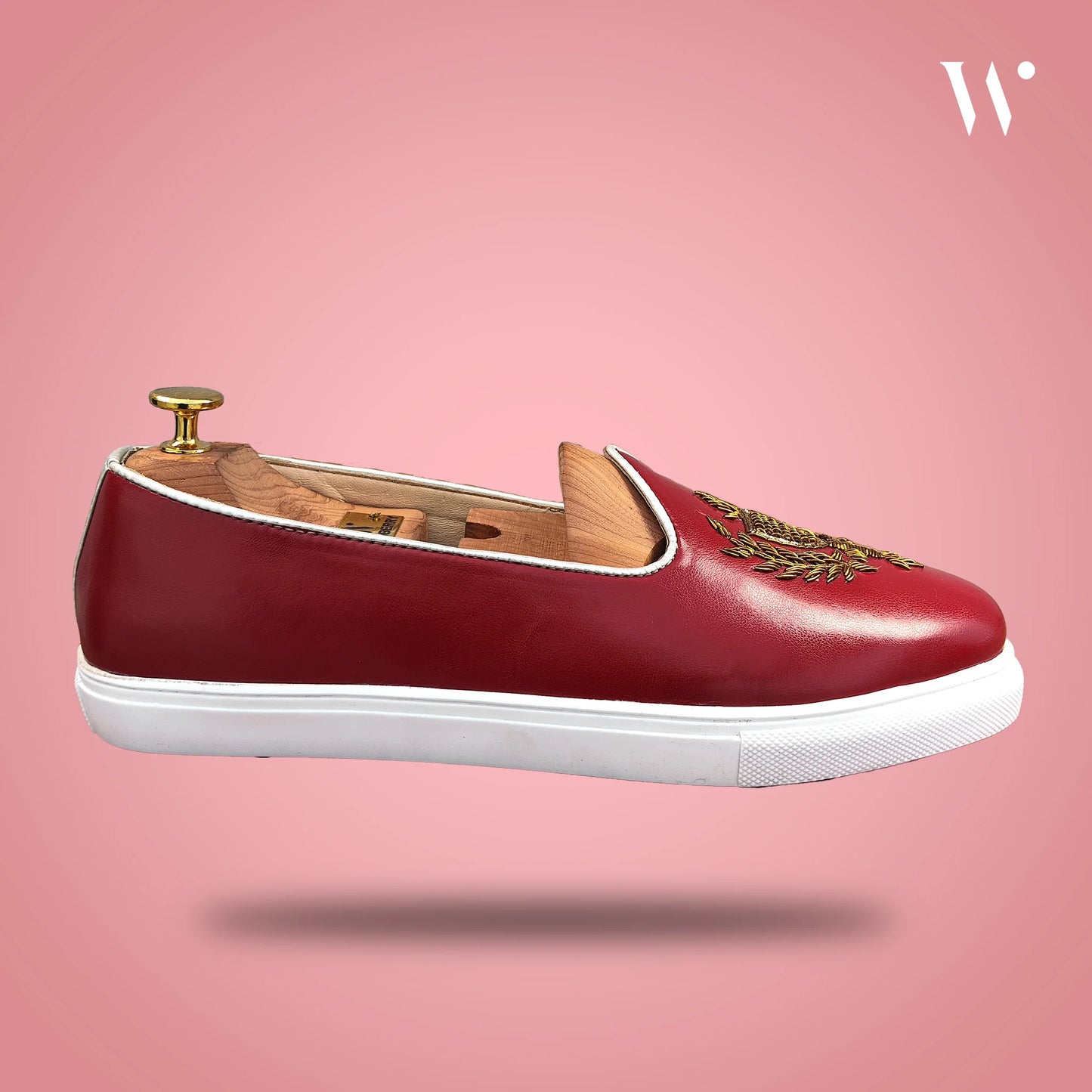 Maroon Zardozi Handwork Wedding Sneaker Shoes Ethnic Mojari for Men